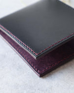 Load image into Gallery viewer, Leather Wallet ,Black and purple, 4 slots, Detail view
