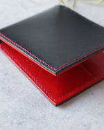 Load image into Gallery viewer, Leather Wallet ,Black and red, 4 slots, Detail view
