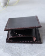 Charger l'image dans la galerie, Leather Wallet, Dark Brown, 5 slots, Integrated Coin Pouch, Side view
