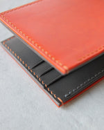Charger l&#39;image dans la galerie, Leather Wallet, Orange and Gray, 8 slots, Detail view
