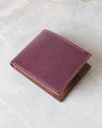 Charger l&#39;image dans la galerie, Leather Wallet, Plum+Brown 8 slots, Closed view
