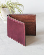 Charger l&#39;image dans la galerie, Leather Wallet, Plum+Brown 8 slots, Front view

