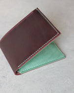 Load image into Gallery viewer, Leather Wallet, Plum and Teal, 6 slots,Closed view
