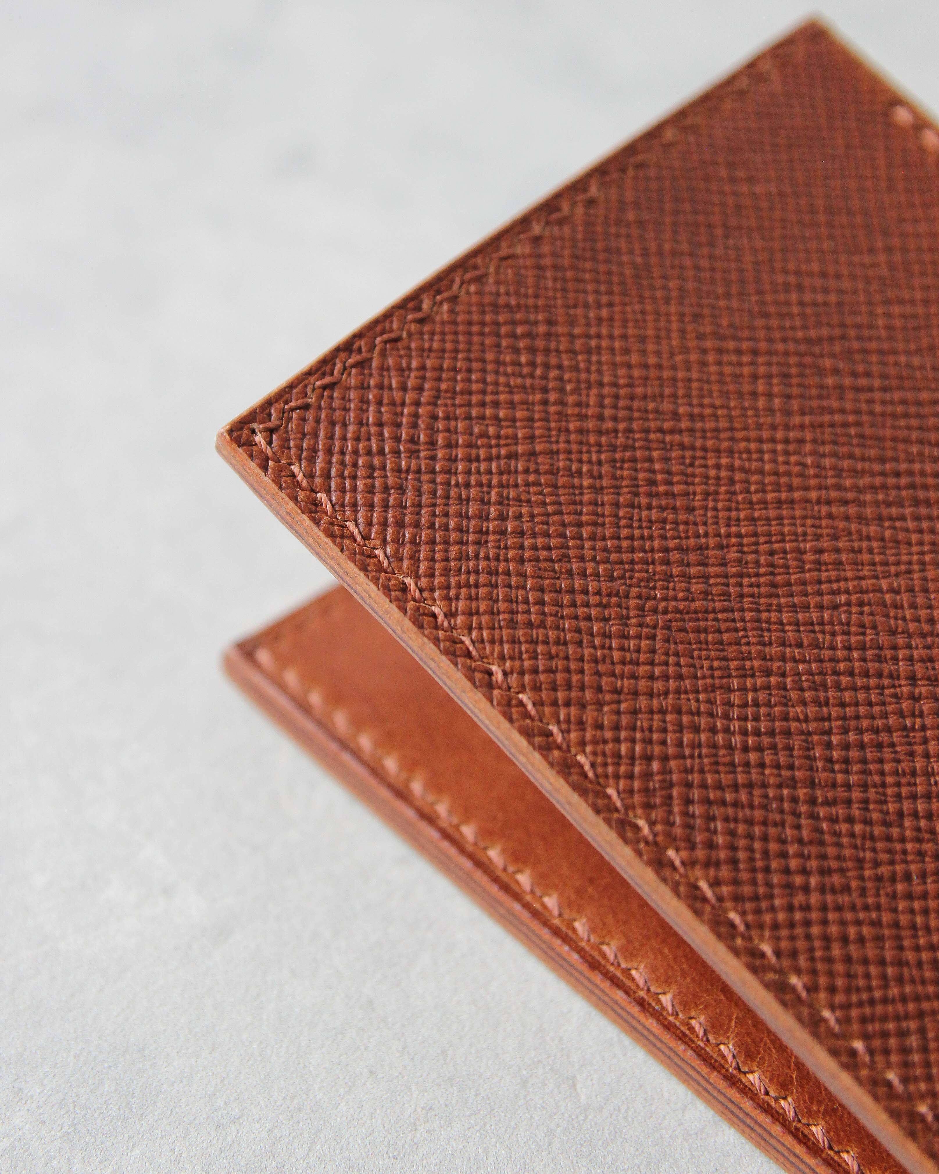 Leather Wallet, Tan, 5 slots, Integrated Coin Pouch, Detail view