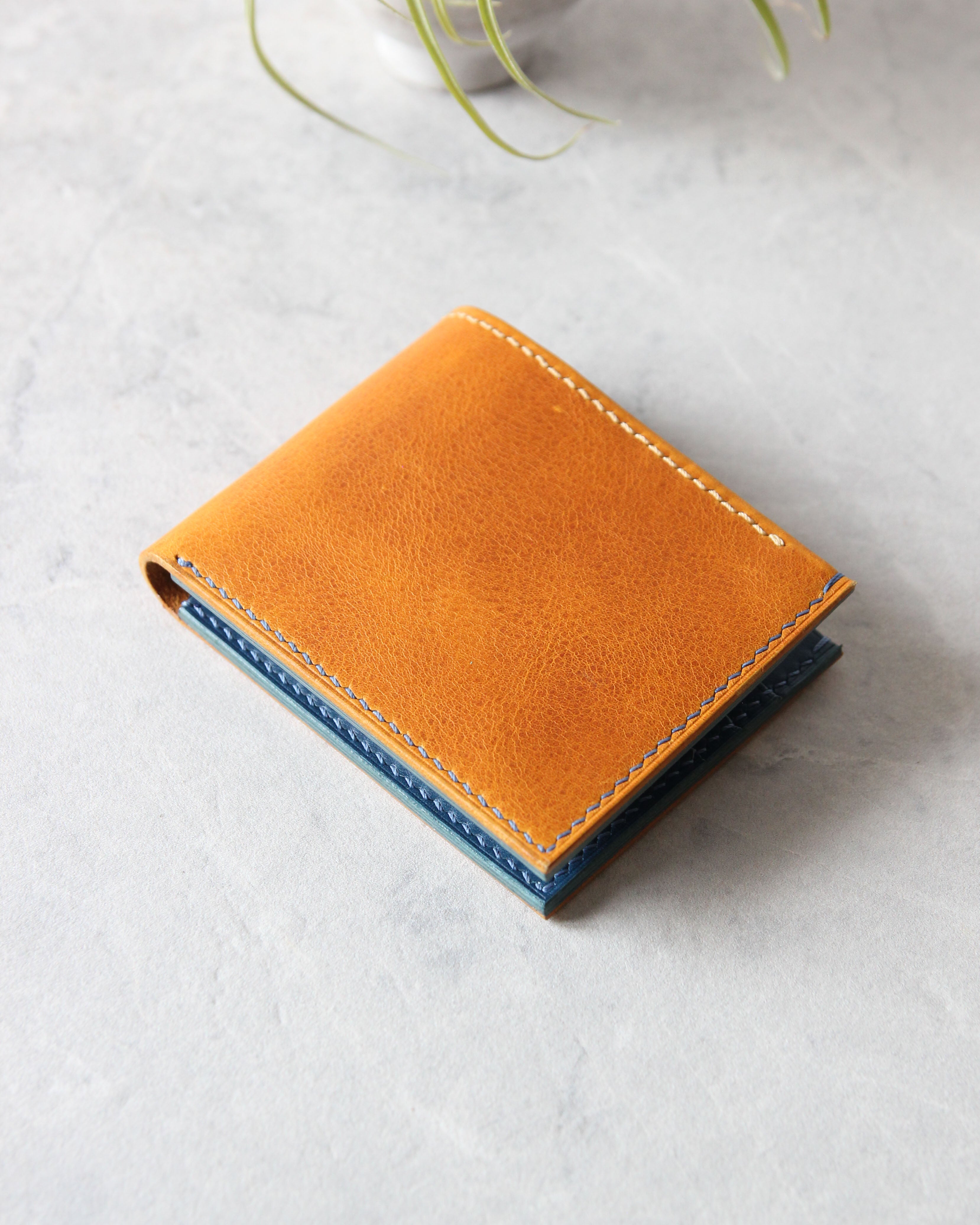 Leather Wallet, Yellow and Blue, 8 slots, Closed view