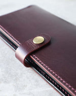 Load image into Gallery viewer, Long Leather Wallet, Black and Purple, Detail View
