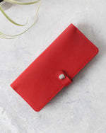 Load image into Gallery viewer, Long Leather Wallet, Red, Closed View
