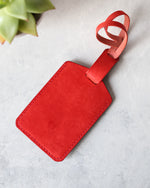 Load image into Gallery viewer, Leather Luggage Tag, Black and Red, Back View
