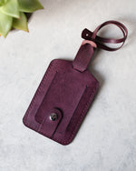 Load image into Gallery viewer, Leather Luggage Tag, Purple, Front View
