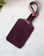 Load image into Gallery viewer, Leather Luggage Tag, Purple, Back View
