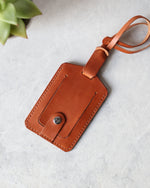 Load image into Gallery viewer, Leather Luggage Tag, Tan, Front View
