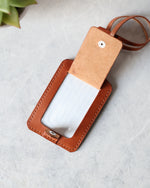 Load image into Gallery viewer, Leather Luggage Tag, Tan, Open View
