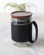 Load image into Gallery viewer, Mason Jar Leather Holder, Black, Front view
