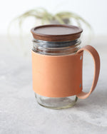Load image into Gallery viewer, Mason Jar Leather Holder, Natural, Front view
