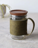 Load image into Gallery viewer, Mason Jar Leather Holder, Olive Green, Front view
