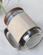 Load image into Gallery viewer, Mason Jar Leather Holder, Sage Green, Side view
