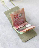 Load image into Gallery viewer, Money Clip, Green, Open View
