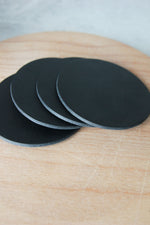 Load image into Gallery viewer, Round Leather Coasters, Black, Side View
