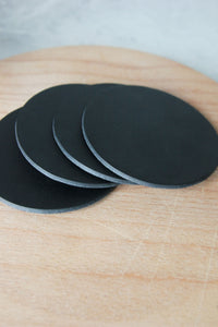 Round Leather Coasters, Black, Side View