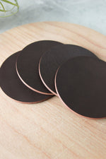 Load image into Gallery viewer, Round Leather Coasters, Brown, Side View
