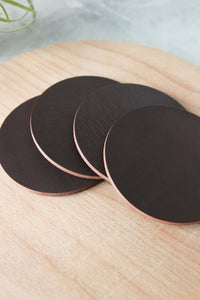 Round Leather Coasters, Brown, Side View