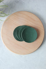 Load image into Gallery viewer, Round Leather Coasters, Green, Top View
