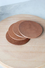 Load image into Gallery viewer, Round Leather Coasters, Tan, Side View
