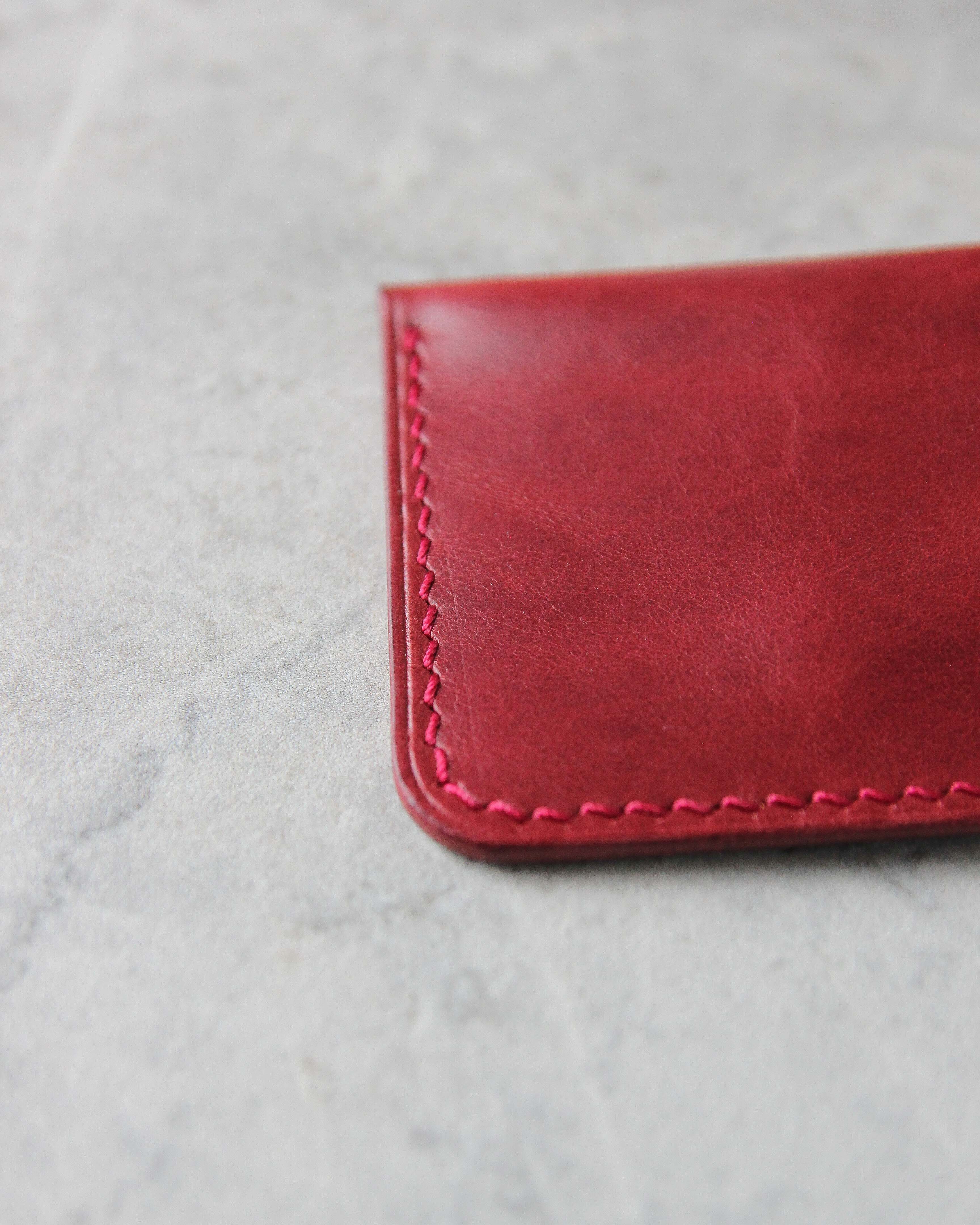 Leather Simple Cardholder, Red, Detail view