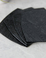 Charger l&#39;image dans la galerie, Square Leather Coasters, Black, Side View
