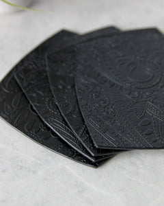 Square Leather Coasters, Black, Side View