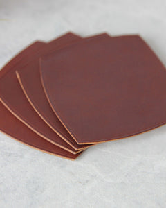 Square Leather Coasters, Brown, Side View