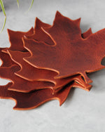 Load image into Gallery viewer, Leaf Leather Coasters, Cognac, Side View
