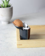 Load image into Gallery viewer, Leather Airpods Case, Beige and Blue, Back

