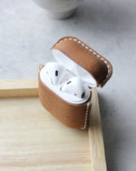 Load image into Gallery viewer, Leather Airpods Case, Beige, Open
