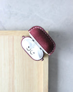Load image into Gallery viewer, Leather Airpods Case, Burgundy, TopOpen

