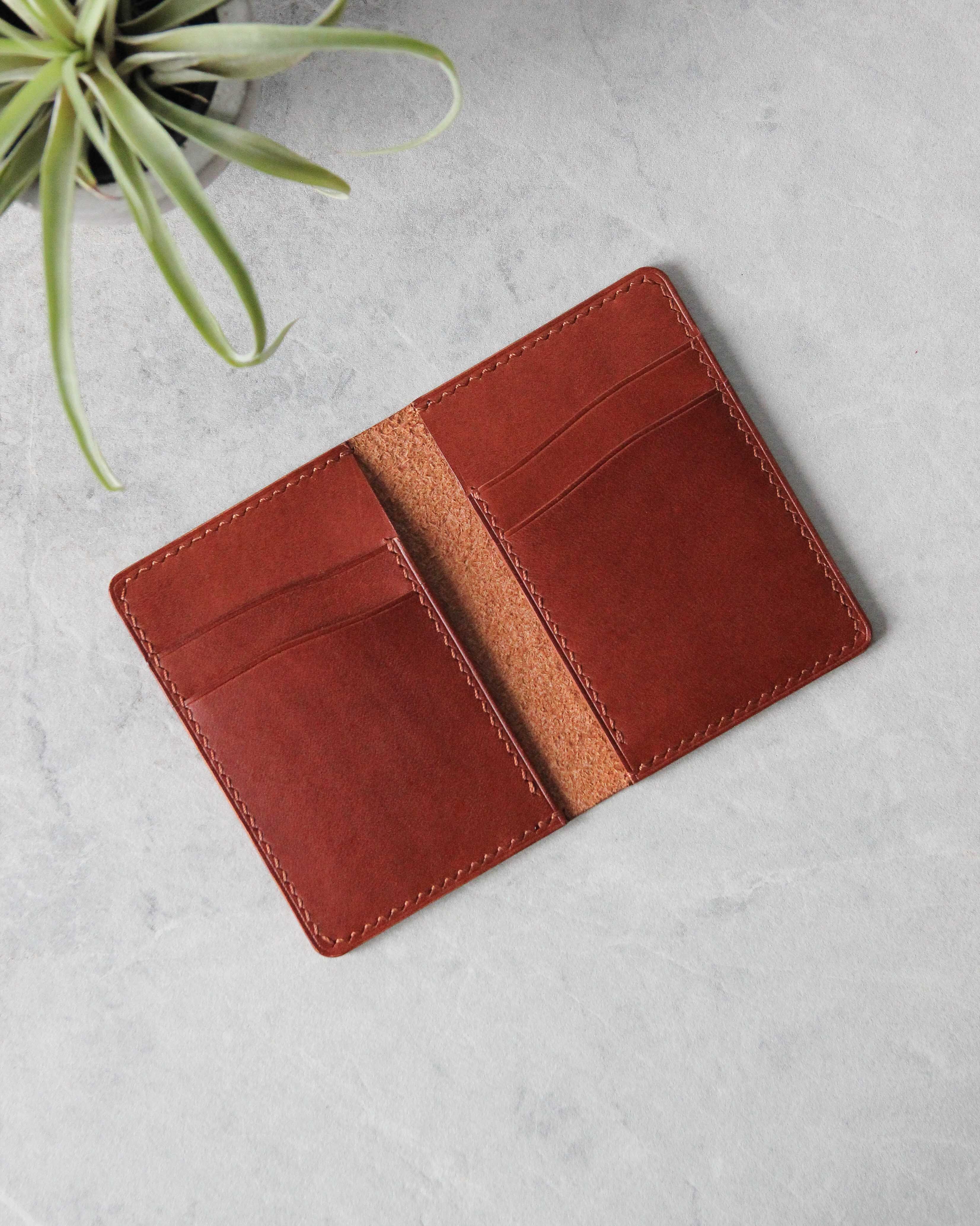 Leather Cardholder, 6 slots, Tan, Front view