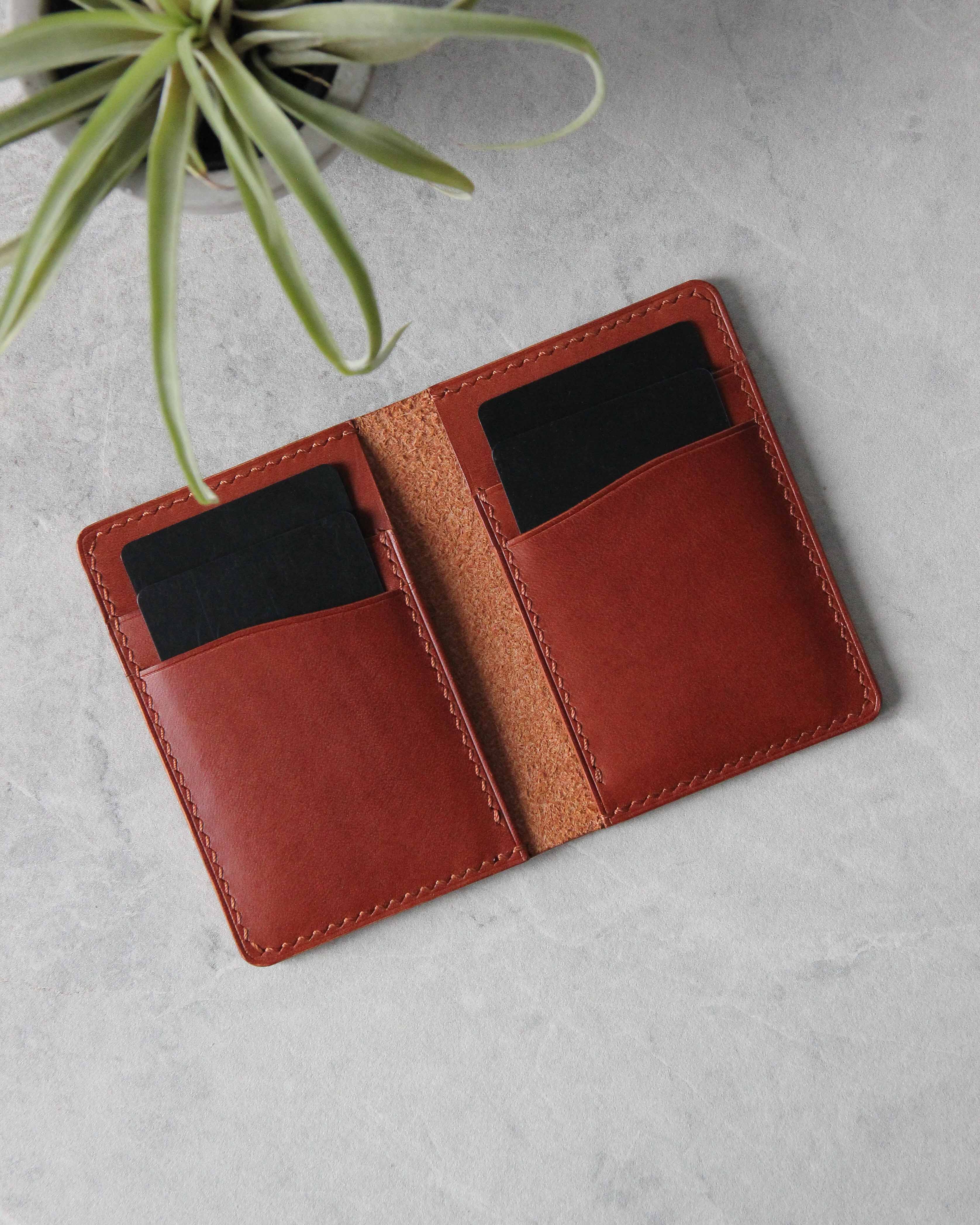Leather Cardholder, 6 slots, Tan, Top view