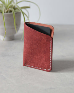 Leather Simple Cardholder, Burgundy, Front view