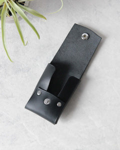 Leather Snap Cardholder, Black, Open view