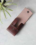 Load image into Gallery viewer, Leather Snap Cardholder, Brown, Open view
