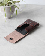 Load image into Gallery viewer, Leather Snap Cardholder, Brown, Side view
