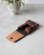 Load image into Gallery viewer, Leather Snap Cardholder, Camo, Side view
