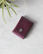 Load image into Gallery viewer, Leather Snap Cardholder, Purple, Top view
