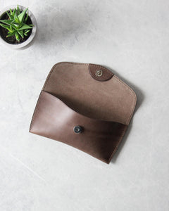 Leather Sunglasses Case, Brown, Top View