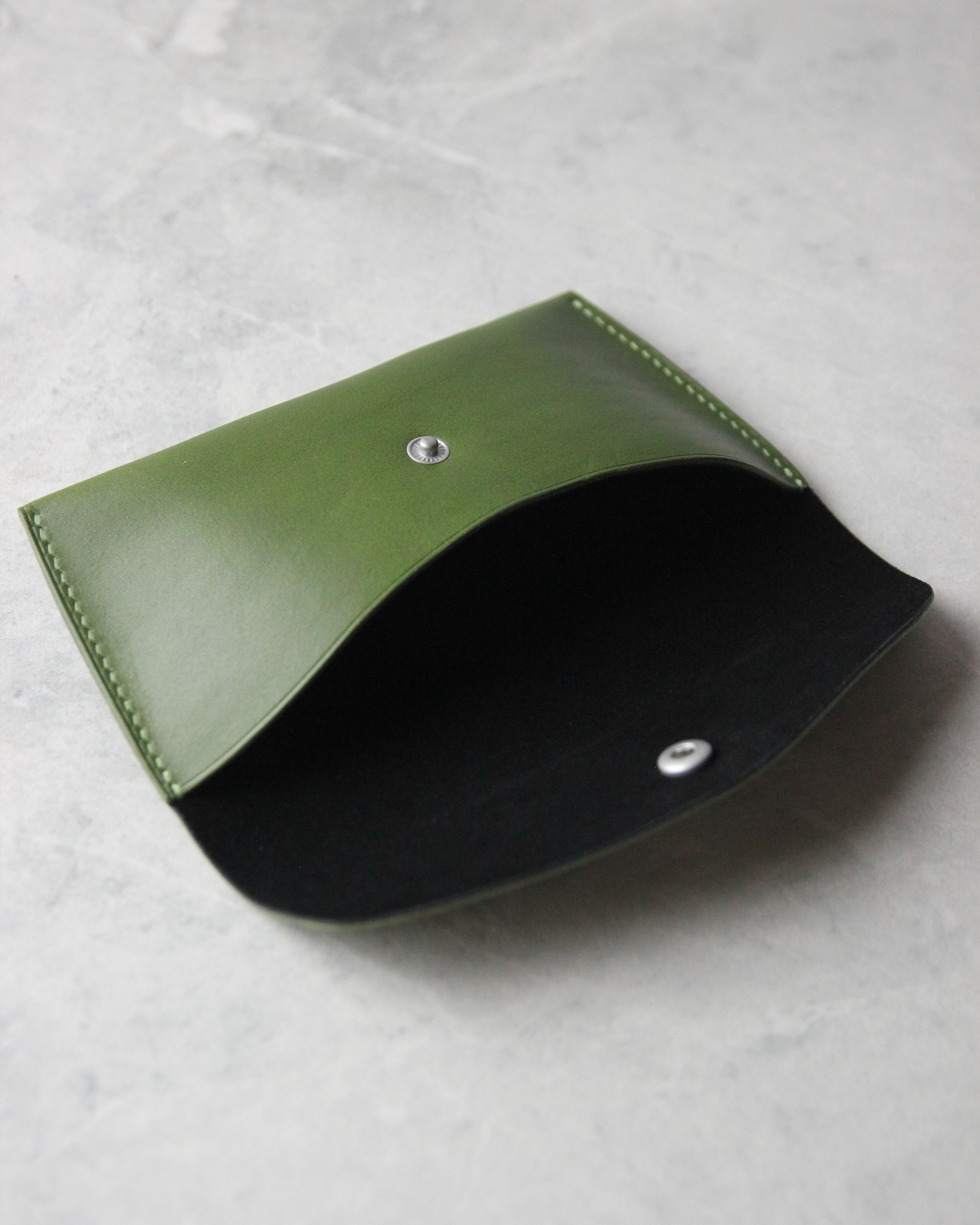 Leather Sunglasses Case, Green, Side View