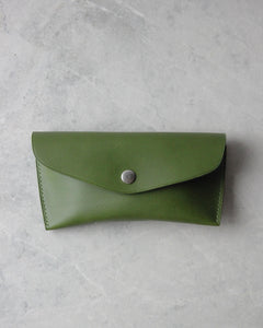 Leather Sunglasses Case, Green, Top View