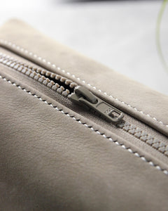 Leather Toiletry Bag, Sage Green, Zipper