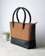 Load image into Gallery viewer, Leather Tote Bag, Brown and Black, Overall View
