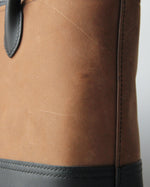 Load image into Gallery viewer, Leather Tote Bag, Brown and Black, Side Detail
